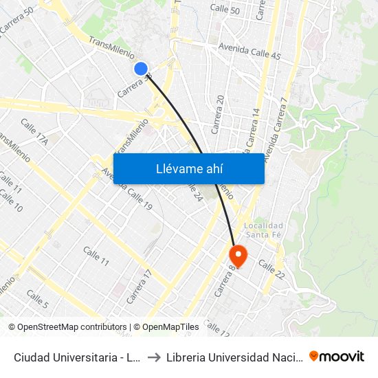 Ciudad Universitaria - Lotería De Bogotá to Libreria Universidad Nacional De Colombia map