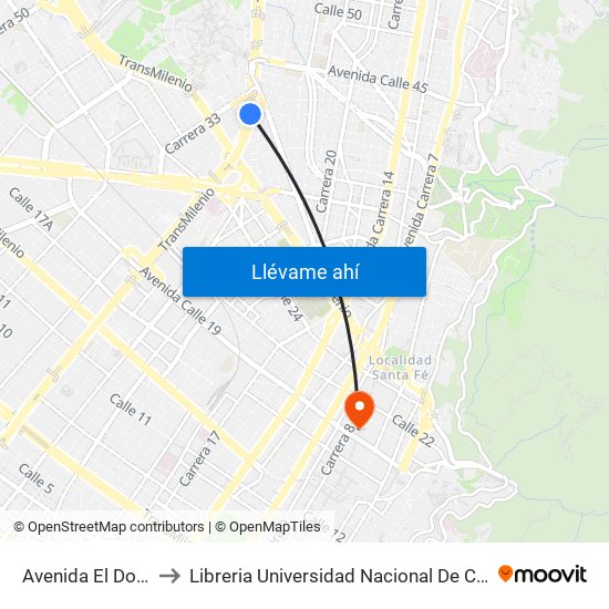 Avenida El Dorado to Libreria Universidad Nacional De Colombia map