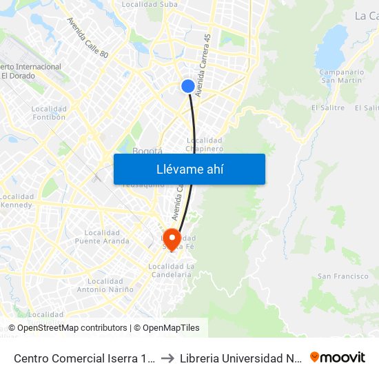 Centro Comercial Iserra 100 (Ac 100 - Kr 54) (B) to Libreria Universidad Nacional De Colombia map