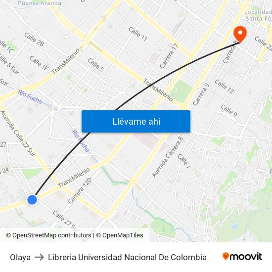 Olaya to Libreria Universidad Nacional De Colombia map