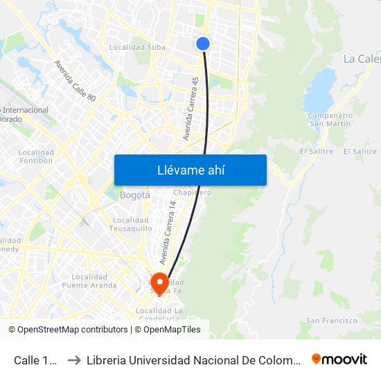 Calle 146 to Libreria Universidad Nacional De Colombia map