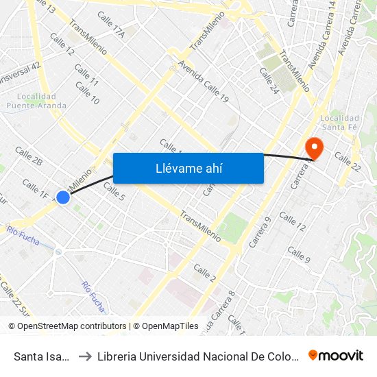Santa Isabel to Libreria Universidad Nacional De Colombia map