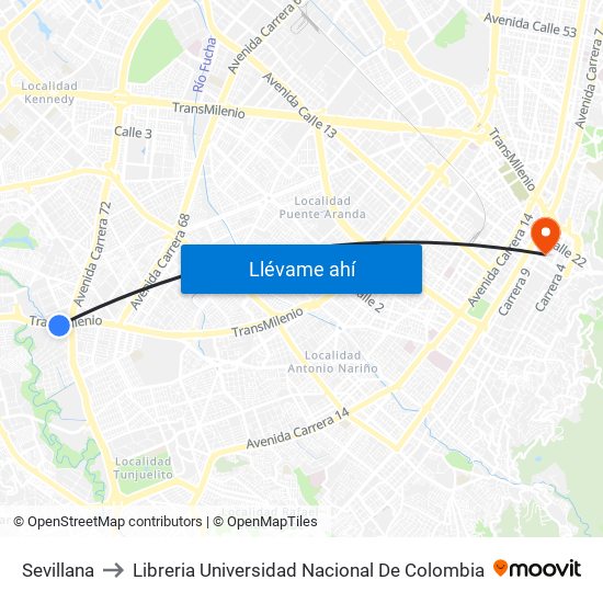 Sevillana to Libreria Universidad Nacional De Colombia map