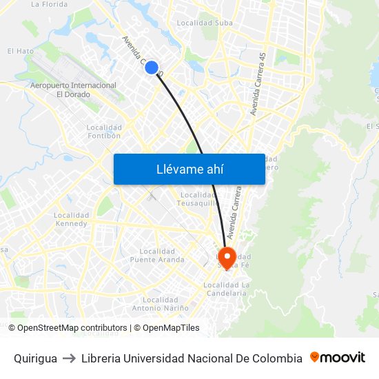 Quirigua to Libreria Universidad Nacional De Colombia map