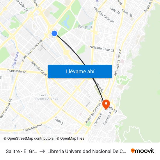 Salitre - El Greco to Libreria Universidad Nacional De Colombia map