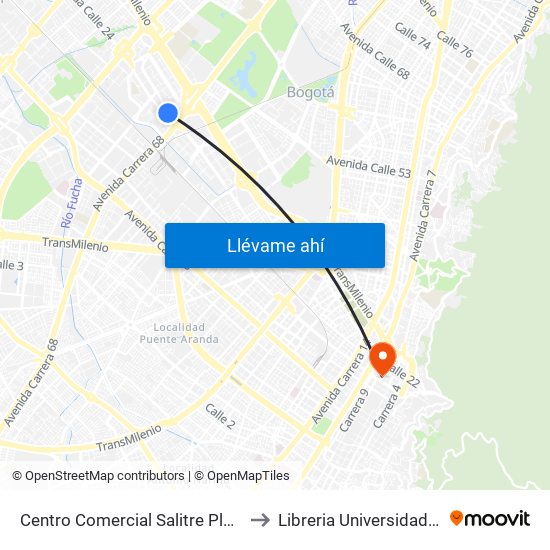 Centro Comercial Salitre Plaza (Av. La Esperanza - Kr 68a) to Libreria Universidad Nacional De Colombia map