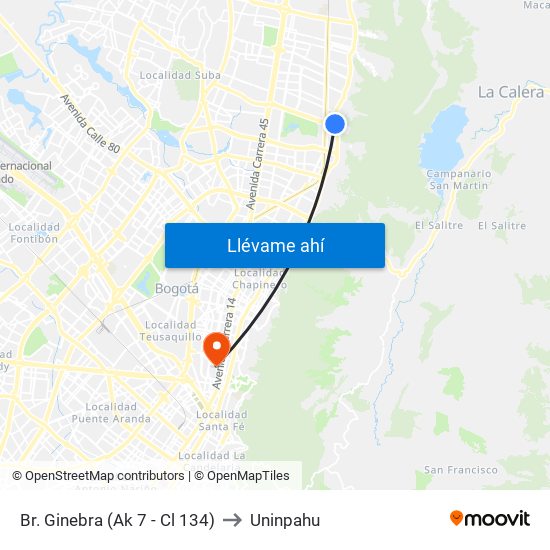 Br. Ginebra (Ak 7 - Cl 134) to Uninpahu map