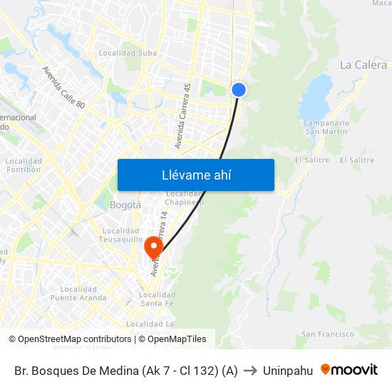 Br. Bosques De Medina (Ak 7 - Cl 132) (A) to Uninpahu map