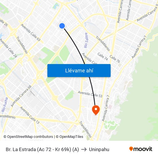 Br. La Estrada (Ac 72 - Kr 69k) (A) to Uninpahu map