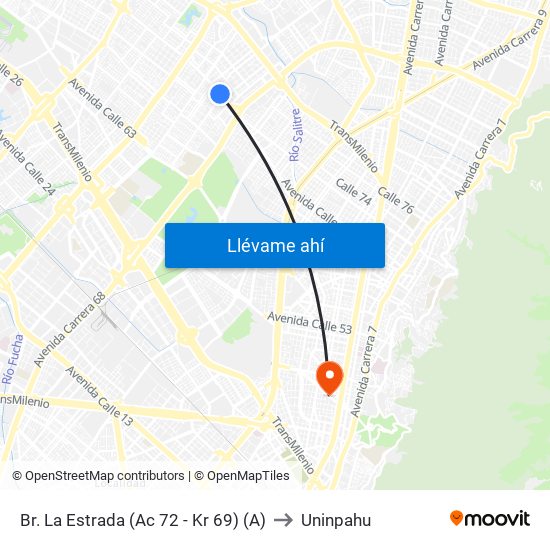 Br. La Estrada (Ac 72 - Kr 69) (A) to Uninpahu map