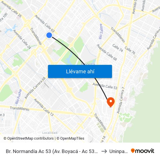 Br. Normandía Ac 53 (Av. Boyacá - Ac 53) (A) to Uninpahu map