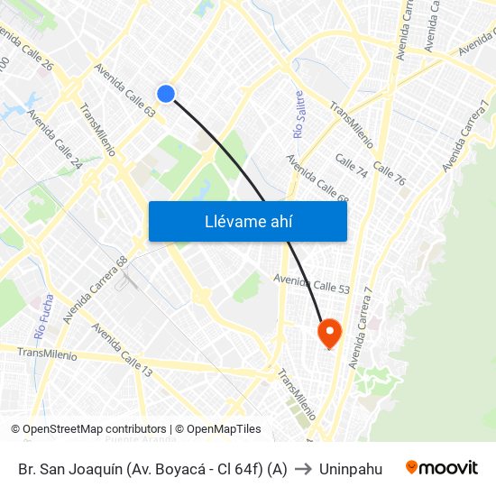 Br. San Joaquín (Av. Boyacá - Cl 64f) (A) to Uninpahu map