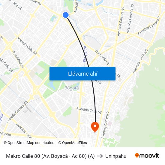 Makro Calle 80 (Av. Boyacá - Ac 80) (A) to Uninpahu map