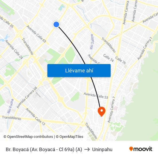 Br. Boyacá (Av. Boyacá - Cl 69a) (A) to Uninpahu map