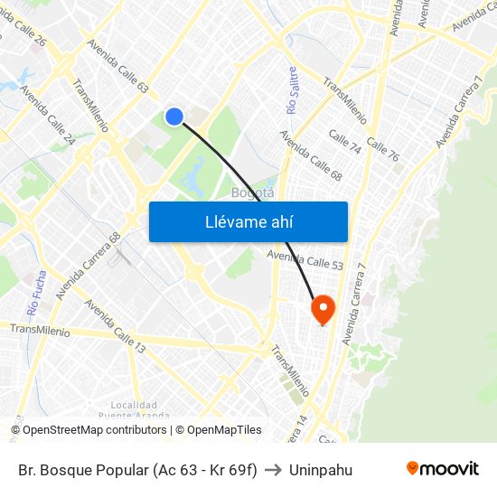 Br. Bosque Popular (Ac 63 - Kr 69f) to Uninpahu map