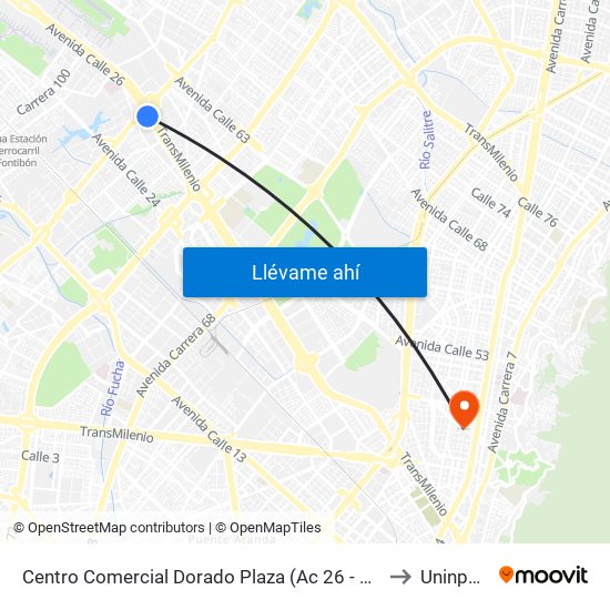 Centro Comercial Dorado Plaza (Ac 26 - Kr 85d) to Uninpahu map
