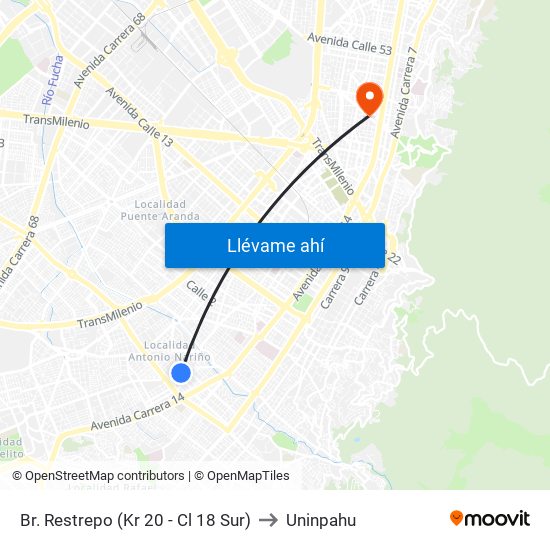 Br. Restrepo (Kr 20 - Cl 18 Sur) to Uninpahu map