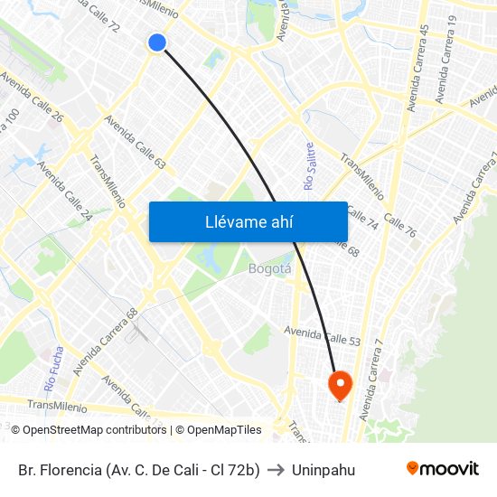 Br. Florencia (Av. C. De Cali - Cl 72b) to Uninpahu map