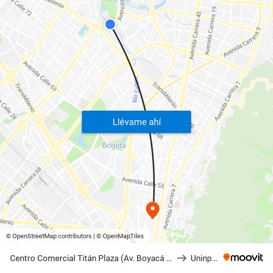 Centro Comercial Titán Plaza (Av. Boyacá - Cl 93) (B) to Uninpahu map
