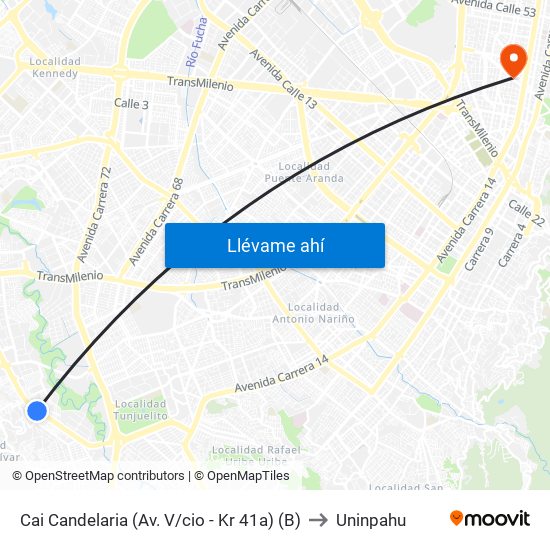 Cai Candelaria (Av. V/cio - Kr 41a) (B) to Uninpahu map