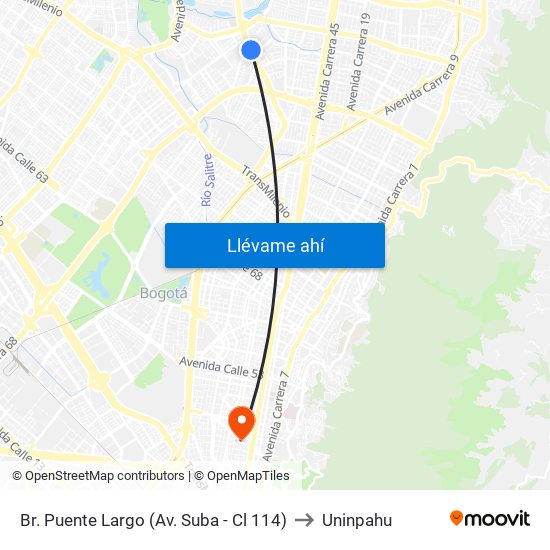 Br. Puente Largo (Av. Suba - Cl 114) to Uninpahu map