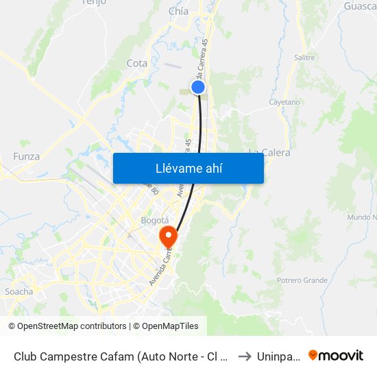 Club Campestre Cafam (Auto Norte - Cl 215) to Uninpahu map