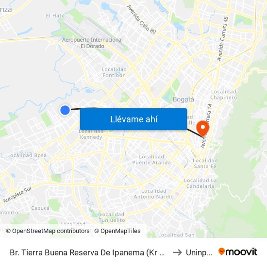 Br. Tierra Buena Reserva De Ipanema (Kr 93d - Cl 0) to Uninpahu map