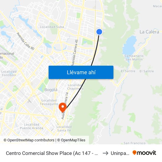 Centro Comercial Show Place (Ac 147 - Ak 7) to Uninpahu map