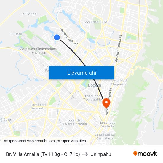 Br. Villa Amalia (Tv 110g - Cl 71c) to Uninpahu map