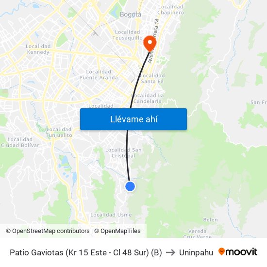 Patio Gaviotas (Kr 15 Este - Cl 48 Sur) (B) to Uninpahu map