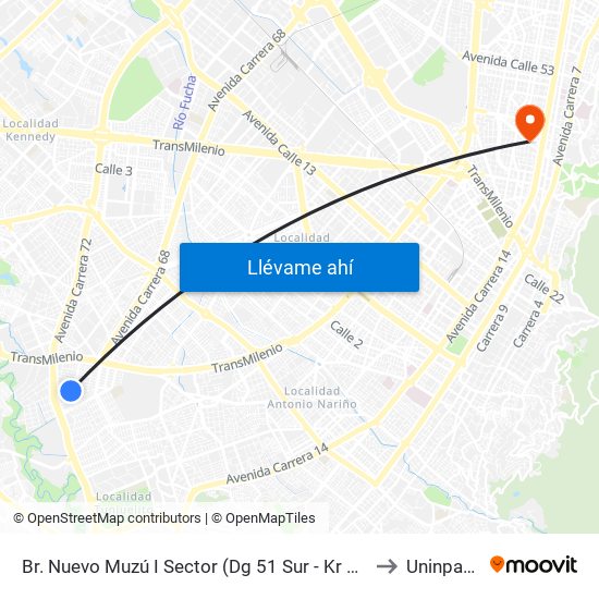 Br. Nuevo Muzú I Sector (Dg 51 Sur - Kr 54) to Uninpahu map