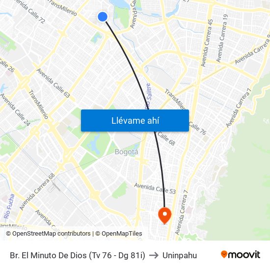 Br. El Minuto De Dios (Tv 76 - Dg 81i) to Uninpahu map