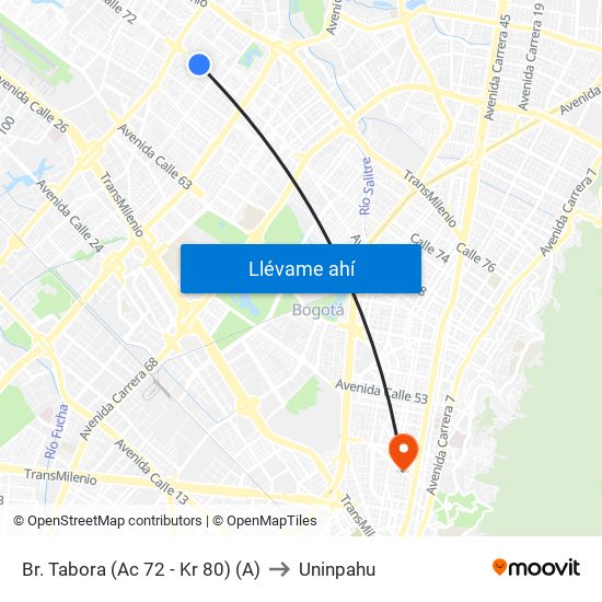 Br. Tabora (Ac 72 - Kr 80) (A) to Uninpahu map