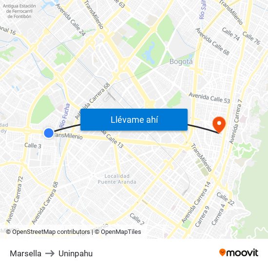 Marsella to Uninpahu map