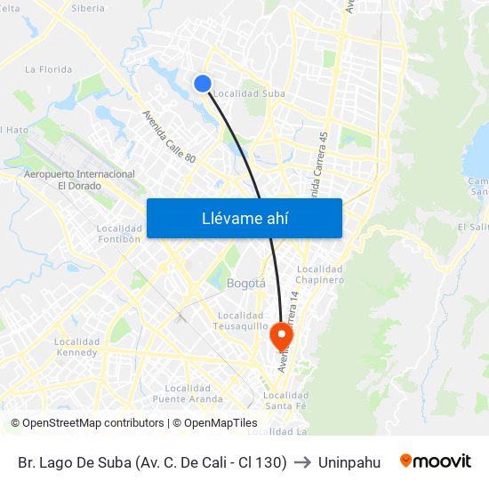 Br. Lago De Suba (Av. C. De Cali - Cl 130) to Uninpahu map