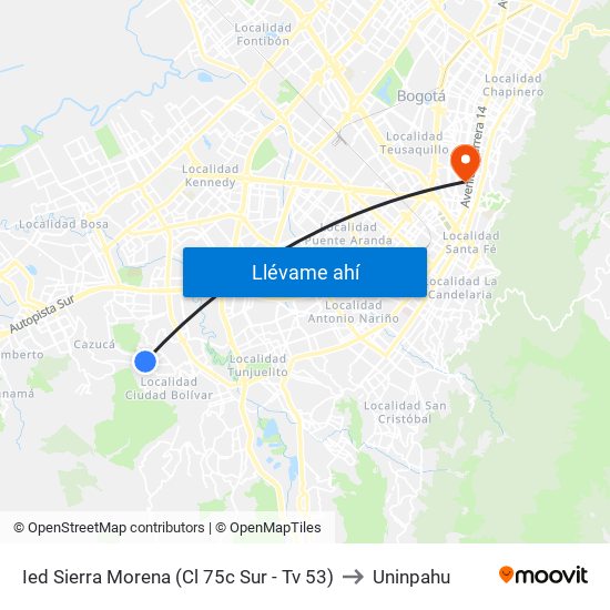 Ied Sierra Morena (Cl 75c Sur - Tv 53) to Uninpahu map