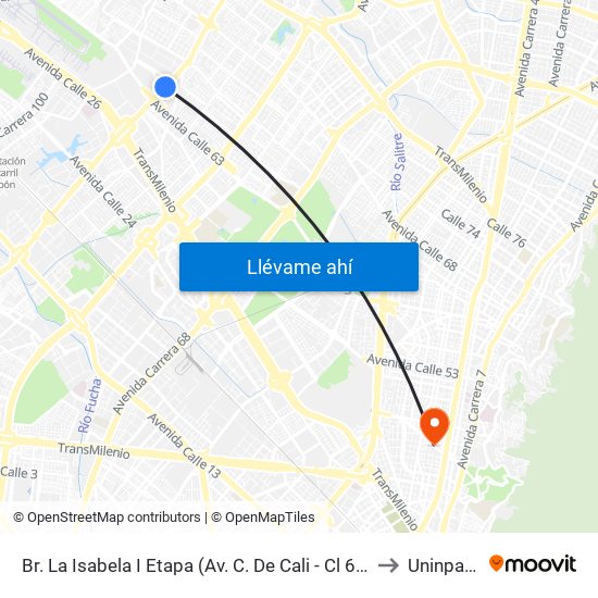 Br. La Isabela I Etapa (Av. C. De Cali - Cl 64g) to Uninpahu map