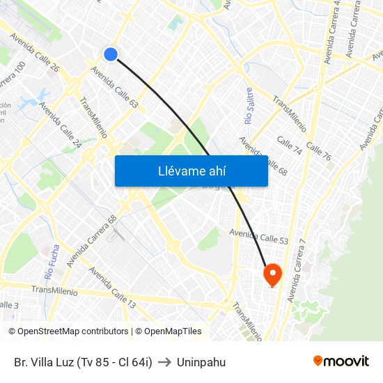 Br. Villa Luz (Tv 85 - Cl 64i) to Uninpahu map