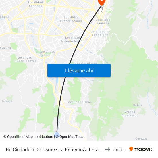 Br. Ciudadela De Usme - La Esperanza I Etapa (Cl 136 - Kr 14b) to Uninpahu map