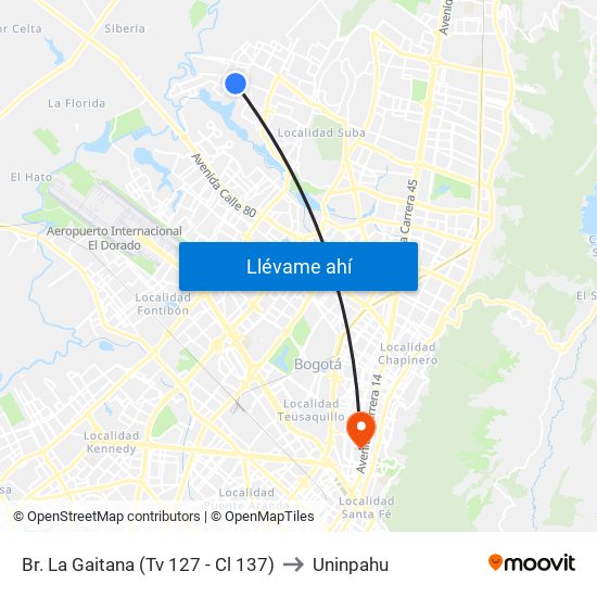 Br. La Gaitana (Tv 127 - Cl 137) to Uninpahu map