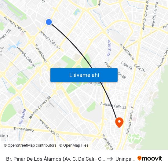 Br. Pinar De Los Álamos (Av. C. De Cali - Cl 65c) to Uninpahu map