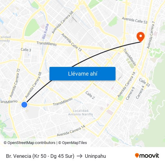 Br. Venecia (Kr 50 - Dg 45 Sur) to Uninpahu map