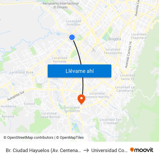 Br. Ciudad Hayuelos (Av. Centenario - Av. C. De Cali) to Universidad Cooperativa map