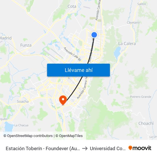Estación Toberín - Foundever (Auto Norte - Cl 166) to Universidad Cooperativa map