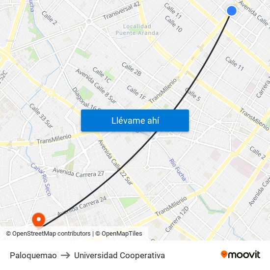 Paloquemao to Universidad Cooperativa map