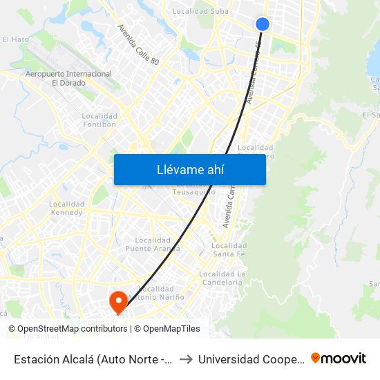 Estación Alcalá - Colegio Santo Tomás Dominicos (Auto Norte - Cl 136) to Universidad Cooperativa map