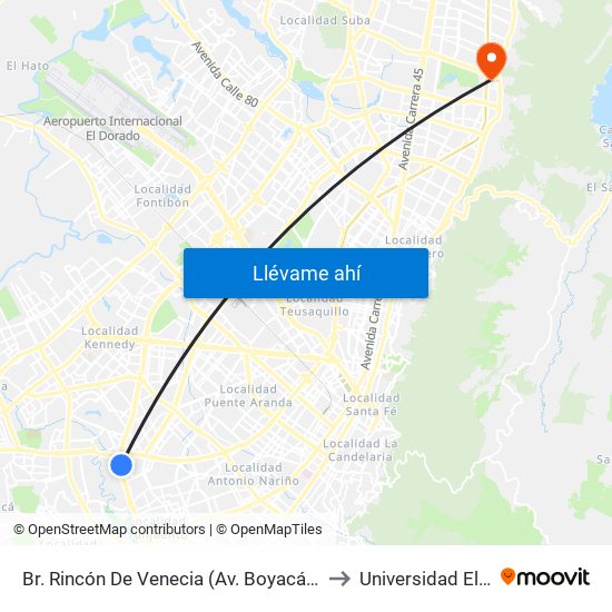 Br. Rincón De Venecia (Av. Boyacá - Cl 49b Sur) (A) to Universidad El Bosque map