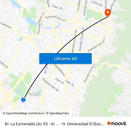 Br. La Esmeralda (Ac 53 - Kr 59) to Universidad El Bosque map