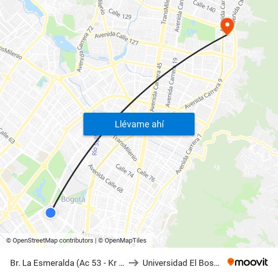 Br. La Esmeralda (Ac 53 - Kr 57) to Universidad El Bosque map