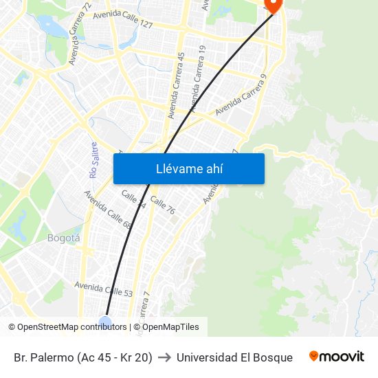 Br. Palermo (Ac 45 - Kr 20) to Universidad El Bosque map